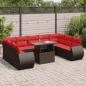 Preview: ARDEBO.de - 10-tlg. Garten-Sofagarnitur mit Kissen Braun Poly Rattan Akazie