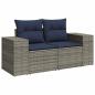 Preview: ARDEBO.de - 10-tlg. Garten-Sofagarnitur mit Kissen Grau Poly Rattan Akazie