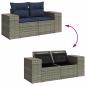 Preview: 10-tlg. Garten-Sofagarnitur mit Kissen Grau Poly Rattan Akazie