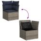 Preview: 10-tlg. Garten-Sofagarnitur mit Kissen Grau Poly Rattan Akazie