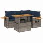 Preview: 5-tlg. Garten-Sofagarnitur mit Kissen Grau Poly Rattan Akazie