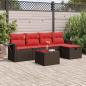 Preview: ARDEBO.de - 6-tlg. Garten-Sofagarnitur mit Kissen Braun Poly Rattan