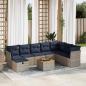 Preview: ARDEBO.de - 9-tlg. Garten-Sofagarnitur mit Kissen Grau Poly Rattan