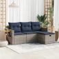 Preview: ARDEBO.de - 4-tlg. Garten-Sofagarnitur mit Kissen Grau Poly Rattan