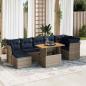 Preview: ARDEBO.de - 8-tlg. Garten-Sofagarnitur mit Kissen Grau Poly Rattan