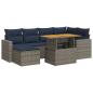Preview: 7-tlg. Garten-Sofagarnitur mit Kissen Grau Poly Rattan
