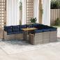 Preview: ARDEBO.de - 11-tlg. Garten-Sofagarnitur mit Kissen Grau Poly Rattan