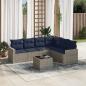 Preview: ARDEBO.de - 7-tlg. Garten-Sofagarnitur mit Kissen Grau Poly Rattan