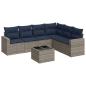 Preview: 7-tlg. Garten-Sofagarnitur mit Kissen Grau Poly Rattan