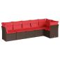 Preview: 6-tlg. Garten-Sofagarnitur mit Kissen Braun Poly Rattan