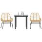 Preview: ARDEBO.de - 3-teiliges Garten-Esszimmer-Set Braunes Polyrattanglas