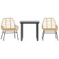 Preview: 3-teiliges Garten-Esszimmer-Set Braunes Polyrattanglas