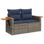 Preview: 11-tlg. Garten-Sofagarnitur mit Kissen Grau Poly Rattan