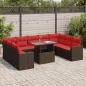 Preview: ARDEBO.de - 10-tlg. Garten-Sofagarnitur mit Kissen Braun Poly Rattan Akazie