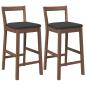 Preview: Barhocker mit Kissen 2 Stk. Braun Massivholz Gummibaum
