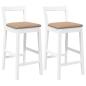 Preview: Barhocker mit Kissen 2 Stk. Weiß Massivholz Gummibaum