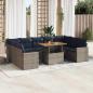 Preview: ARDEBO.de - 10-tlg. Garten-Sofagarnitur mit Kissen Grau Poly Rattan