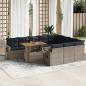 Preview: ARDEBO.de - 11-tlg. Garten-Sofagarnitur mit Kissen Grau Poly Rattan