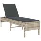 Preview: Sonnenliege mit Auflage Hellgrau 55x200x44 cm Poly Rattan