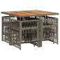 Preview: 9-tlg. Garten-Essgruppe mit Kissen Grau Poly Rattan