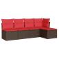 Preview: 5-tlg. Garten-Sofagarnitur mit Kissen Braun Poly Rattan