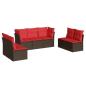 Preview: 7-tlg. Garten-Sofagarnitur mit Kissen Braun Poly Rattan