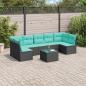 Preview: ARDEBO.de - 8-tlg. Garten-Sofagarnitur mit Kissen Schwarz Poly Rattan