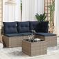 Preview: ARDEBO.de - 5-tlg. Garten-Sofagarnitur mit Kissen Grau Poly Rattan