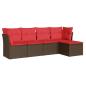 Preview: 5-tlg. Garten-Sofagarnitur mit Kissen Braun Poly Rattan