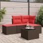 Preview: ARDEBO.de - 5-tlg. Garten-Sofagarnitur mit Kissen Braun Poly Rattan