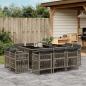 Preview: ARDEBO.de - 11-tlg. Garten-Essgruppe mit Kissen Grau Poly Rattan