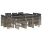 Preview: 11-tlg. Garten-Essgruppe mit Kissen Grau Poly Rattan