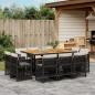 Preview: ARDEBO.de - 11-tlg. Garten-Essgruppe mit Kissen Schwarz Poly Rattan