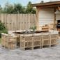 Preview: ARDEBO.de - 13-tlg. Garten-Essgruppe mit Kissen Beige Poly Rattan