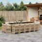 Preview: ARDEBO.de - 15-tlg. Garten-Essgruppe mit Kissen Beige Poly Rattan