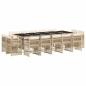 Preview: 15-tlg. Garten-Essgruppe mit Kissen Beige Poly Rattan