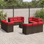 Preview: ARDEBO.de - 13-tlg. Garten-Sofagarnitur mit Kissen Braun Poly Rattan