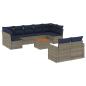 Preview: 10-tlg. Garten-Sofagarnitur mit Kissen Grau Poly Rattan