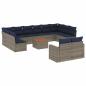 Preview: 13-tlg. Garten-Sofagarnitur mit Kissen Grau Poly Rattan