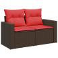 Preview: 11-tlg. Garten-Sofagarnitur mit Kissen Braun Poly Rattan