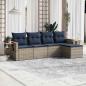 Preview: ARDEBO.de - 5-tlg. Garten-Sofagarnitur mit Kissen Grau Poly Rattan