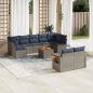 Preview: ARDEBO.de - 10-tlg. Garten-Sofagarnitur mit Kissen Grau Poly Rattan