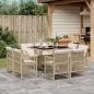 Preview: ARDEBO.de - 9-tlg. Garten-Essgruppe mit Kissen Beige Poly Rattan