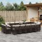 Preview: ARDEBO.de - 15-tlg. Garten-Essgruppe mit Kissen Braun Poly Rattan