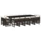 Preview: 15-tlg. Garten-Essgruppe mit Kissen Braun Poly Rattan