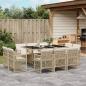Preview: ARDEBO.de - 11-tlg. Garten-Essgruppe mit Kissen Beige Poly Rattan