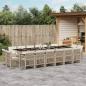 Preview: ARDEBO.de - 17-tlg. Garten-Essgruppe mit Kissen Beige Poly Rattan