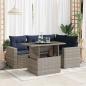 Preview: ARDEBO.de - 5-tlg. Garten-Sofagarnitur mit Kissen Grau Poly Rattan Akazie