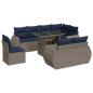 Preview: 9-tlg. Garten-Sofagarnitur mit Kissen Grau Poly Rattan Akazie