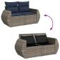 Preview: 9-tlg. Garten-Sofagarnitur mit Kissen Grau Poly Rattan Akazie
